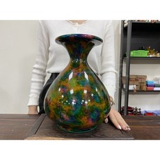 御古齋 台灣花東七彩玉花瓶 花器 色彩鮮艷 高檔玉石工藝品 家居客廳裝飾品擺設