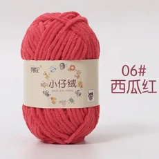 1Pc 50g 손 뜨개질 벨벳 원사 두꺼운 100% 폴리 에스터 크로 셰 니트 스카프 모자 담요 셔닐 실 amigurumi, 34 06 watermelon