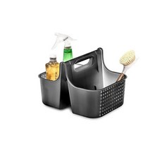 Madesmart 토트-카본 컬렉션 환기용 구멍 소프트 그립 손잡이 BPA 프리 대형 다용도 목욕 뷰티 또는 청소 용품 보관 카본 색상, Carbon