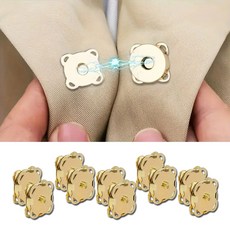 자석단추 스냅 똑딱이 원터치 단추 19mm 가방 코트용 10개 묶음, 골드