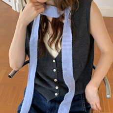 桃園出貨ing 韓系條紋針織小長巾 女 小眾設計感 金屬標 休閒百搭 圍巾 圍脖 絲巾