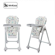多功能摺疊兒童餐椅，檢驗合格，寶寶用餐玩耍好幫手, 灰白貓頭鷹餐椅, 灰白
