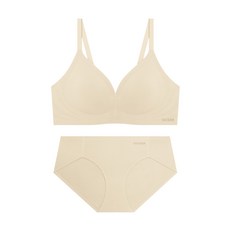 GUESS UNDERWEAR 쿨메쉬 볼륨 심리스 브라 팬티 세트 - 라이트베이지