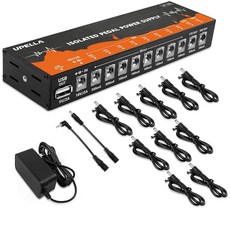 미국출고 평점4.5+ 154080 UPELLA AP-201 기타 페달 전원 공급 장치 USB 포트가 있는 트루 아이솔레이티드 10 포트 독립 DC 출력 9V/12V/18V, 미국출고 평점4.5+ 154080 UPELLA AP-2