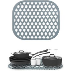 주방 싱크대용 SYDUMSHIN 싱크대 보호대 13x11 스테인리스 스틸 도자기 바닥용 농가 실리콘 매트 그리드 랙, 13" x 11"