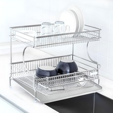 LOGIN 全不鏽鋼傾斜式碗盤瀝水架 直立型, 2層, 單一顏色, 1個