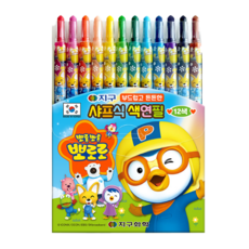 지구화학 뽀로로 샤프식 색연필, 12색, 1개