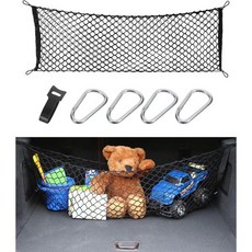 화물망 조절 가능한 트렁크 저장망 후크 포함 자동차 액세서리 외부용 탄성 늘릴 수 있는 테일게이트 네트 정리 및 저장용 대부분의 밴 SUV 픽업트럭에 적합 USA, 화물망 조절 가능한 트렁크 저장망 후크 포함 자동차 액