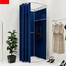 간이 탈의실 이동식 코너 x 실버 피팅룸 옷가게 사진관, 80 x 80x200 상단 없음+다크블루
