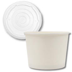 종이용기 1000cc 무지 보관 용기 분식집 그릇 백색 뚜껑 세트 50개입, 1세트