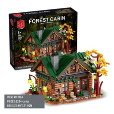 中世紀街景 模客1004創意建筑街景系列森林木屋高難度拼裝小顆粒積木玩具模型, 1個, 1004森林木屋