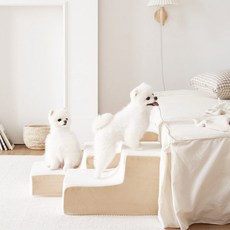 韓國柏爾寵物狗貓階梯樓梯，兩層階梯設計，柔軟舒適，減輕關節壓力, 藍格紋布, 1個