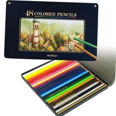 문화연필 넥스프로 48색 색연필 틴케이스 학용품 미술 스케치 컬러링북 세트 취미미술