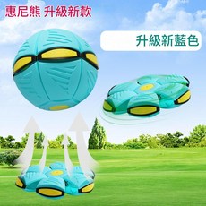 彈力踩踩球魔幻飛碟球 腳踩變形球 益智兒童室內外球類玩具 擺攤專用, 無燈款瑪卡龍藍色, 1個