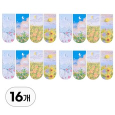 투데이리빙 16종 세트 자석 유화 책갈피 마그네틱 북마크 간편 고정 독서 북클립, R79152I(혼합색상, 16개입, 1세트