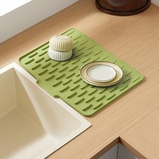 예삐스토어 주방 식기 건조 실리콘 매트 싱크대 컵 그릇 설거지 건조패드, 그린, 1개