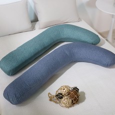 홈스토리 숙면 꿀잠 바디필로우 롱쿠션 안고자는 긴베개 L자형 솜포함, 카인드 L바디필로우 블루