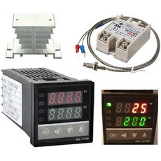 디지털 PID 온도 조절기 REX-C100 REX C100 온도 조절기 SSR 릴레이 SSR-40DA K 열전대 스레드 프로브히트 싱크, 디지털 PID 온도 조절기 REX-C100 REX C1