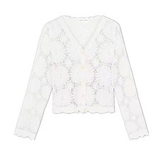 2023年 針織鏤空開衫 外搭氣質女裝 同款上衣, 1個, 白色款,娜娜同款【均碼】90-120斤