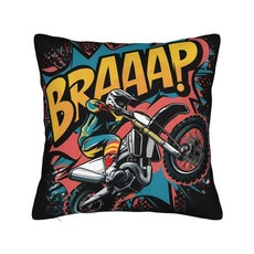 오토바이 베개 커버볼드 오프로드 바이크 라이더가 그려진 그래픽은 소파 침실 애호가 장식으로 활용됩니다, 01 black, 1개
