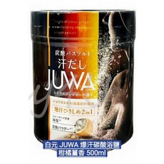 日本白元earth JUWA 爆汗碳酸浴鹽 500g 柑橘薑香 辛辣木質香 雙重保濕配方, 1個, 白元爆汗柑橘