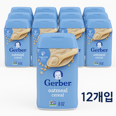 거버 싱글 그레인 시리얼 분말 어린이 미음 오트밀 227g Gerber 2nd Foods, 오트밀 (Oatmeal), 12개