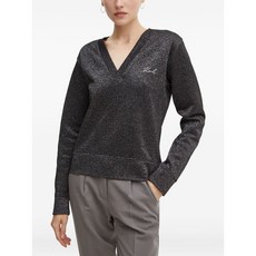 칼 라거펠트 V넥 로고 자수 스웨트셔츠