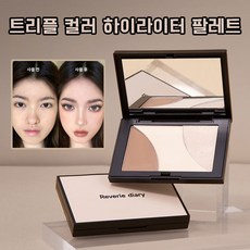 트리플 컬러 하이라이터 팔레트 방수 컨실 블렌더 팔레트 얼굴 하이라이팅, 1#, 2개