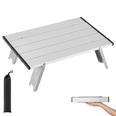 ATEPA 소형 캠핑 테이블 초경량 휴대용 비치 접이식 컴팩트 캠프 알루미늄 다리 가방 배낭 하이킹 낚시 피크닉 텐트 야외 여행용 243081, 실버, Small 16.3*11.4*5.1"