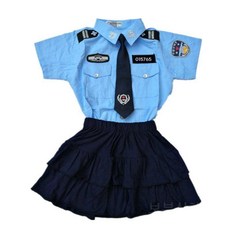 어린이 경찰 교통 유니폼 장난감 소년과 여자 전문 역할 의류 검은 고양이 보안관의 공연 패션, 100cm, 여성 반팔+반치마+넥타이
