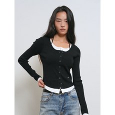 매장정품 제너럴아이디어 스트랩 레이어드 가디건 [BLACK] WBE1L04506