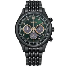 Citizen 星辰光動能三眼計時碼錶CA4418-82X黑鋼極光綠41.7mm/麗寶錶樂園, 1個, 黑鋼極光綠