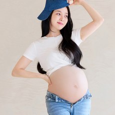 임산부 크롭티 만삭 주수 셀프 사진 촬영 임신 임부복 티셔츠