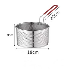 DAMON 스텐 튀김망 필터 철망 튀김 바구니, 304 실리콘 손잡이 원형 바구니 18cm (고정 손잡