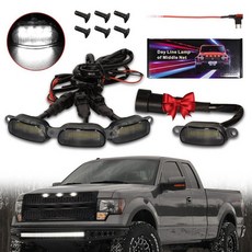 LED 전면 그릴 조명 2004-2020 포드 F150 2017-2022 F250 2013-2018 닷지 램 1500 랩터 스타일 애프터마켓 그릴 교체 그릴 램프 키트 액세, 블랙 쉘 화이트 라이트