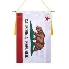 TMHTMH 45.7 x 30.5cm(18 x 12인치) 캘리포니아 벽 배너 깃발 나무 걸이 폴 및 더블 새틴 마감 미국 캘리포니아 주 행잉 깃발 집 학교 교실 클럽, TMHTMH 45.7 x 30.5cm(18 x 12인치