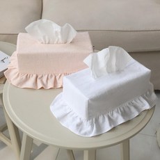 유노야 글로리 프릴 사각 티슈커버 (2컬러), 퓨어화이트