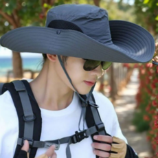 NOMURA 빅사이즈 햇빛빛가리개 모자 방수 등산 사파리모자, 다크그레이