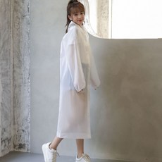 남녀공용 EVA 다회용 우비 레인코트 캠핑 우의 화이트, 1개