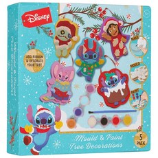 Disney 스티치 페인트 나만의 크리스마스 장식 DIY 홀리데이 공예 키트 몰드 페인트 장식품 예술 및 공예 세트 아동용 선물 (블루 스티치), 블루 스티치