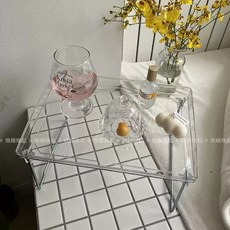아크릴 찻상 소반 밥상 투명 소형 접이식 거실탁자 낮은 다다미, 길이 31.2x폭22.2x높이 16.8cm, 1개