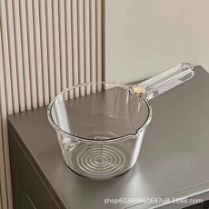 輕奢豎紋水桶 手提儲水桶 學生宿舍用帶蓋洗腳桶 三件套, 單水勺 透明白, 1個