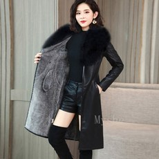 [Myshe]여성 무스탕 코트 가죽 자켓 기모 PU 자켓 가을 겨울 Xiao621WC02