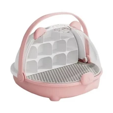 통기성 구멍이 있는 누에 사육 상자 접이식 손잡이가 플라스틱 곤충 서식지 케이지 투명한 문이 관찰 캐, 01 Pink