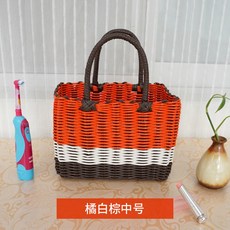라탄 쿨러 바구니 계란 손바구니 가정용 장바구니 퀼트 목욕 대바구니 블루, 와인 미디움, 1개