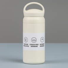 레디박스 손잡이 스탠 텀블러 진공 보온 보냉 이중컵 캠핑용 물병 아이스 워터보틀, 1개, 350ml, 아이보리