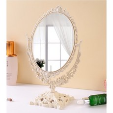 Ludia 유럽풍 엔틱 탁상거울 회전 양면거울, 360도 회전 양면거울