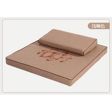 108배 방석 무릎방석 린넨 라텍스 탈부착 세탁가능 무친 절방석, 60x60, 라이트브라운