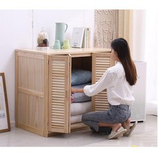 이불수납장 조립식 슬라이딩 낮은이불장, 120x60x90 브라운 셔터+옷걸이