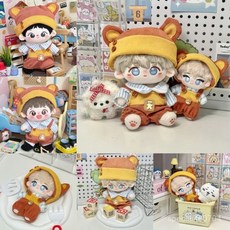 臺灣出貨 娃衣 10cm20cm釐米男娃衣 棉花娃娃可愛衣服套裝原創毛絨玩偶換裝 娃娃衣服 娃娃配件 娃娃裝, 1個, 小熊帕尼尼10cm（3點裝）,僅娃衣不含娃娃